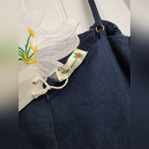 FANM MON LORR LATRICEDRESS LINEN NAVY SIZE M - Picture 6 of 9
